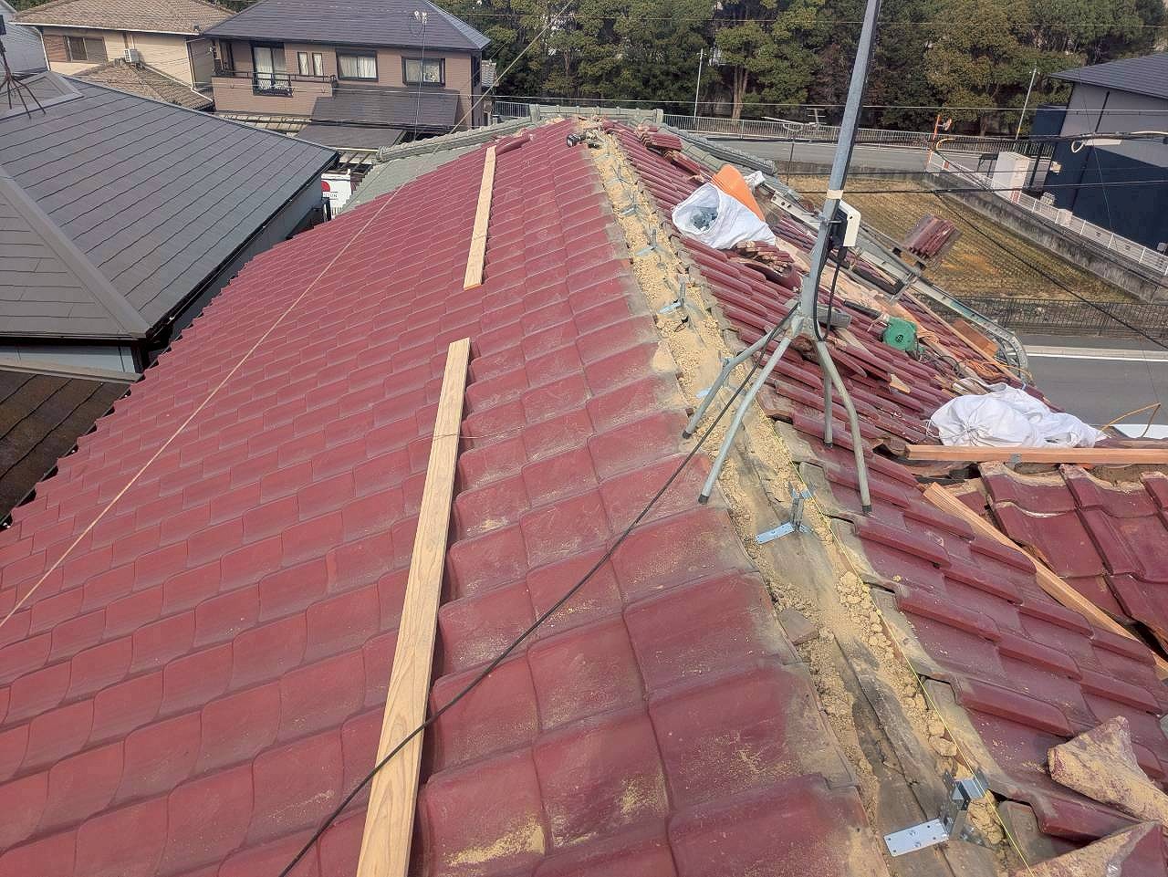 加古川市　棟瓦を撤去した状態